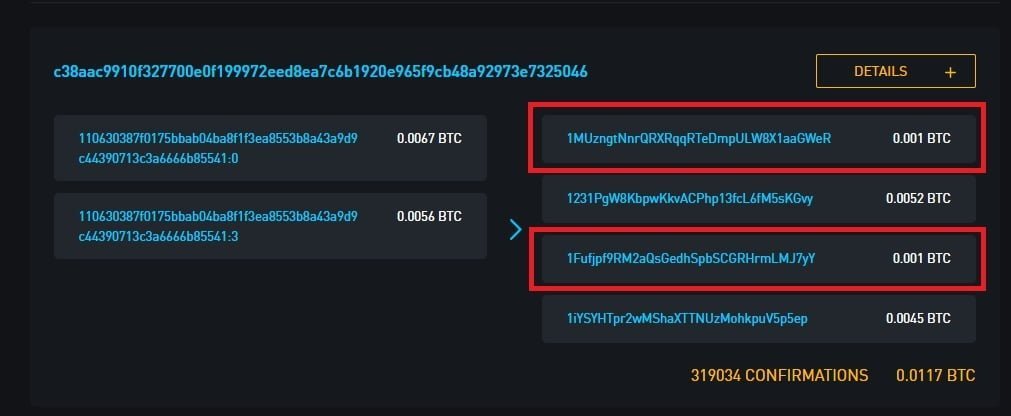 Contoh transaksi Coin Join / Coin Mixing dengan 2 pihak